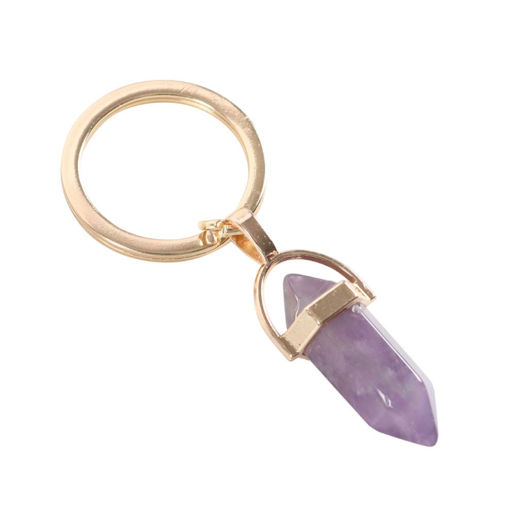 Amethyst Crystal Keyring side view