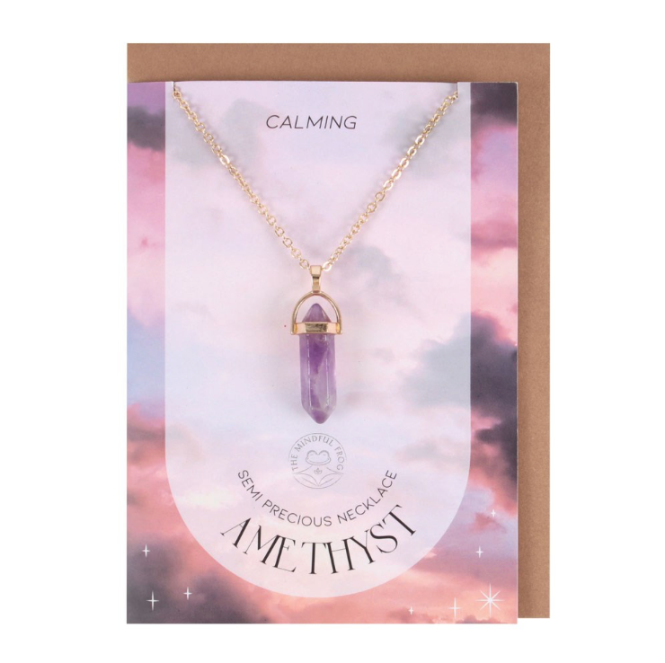 Amethyst Crystal Necklace Greeting Card with envelope