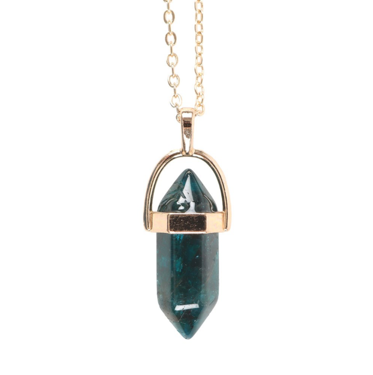 Apatite Crystal Pendant Necklace green blue colour