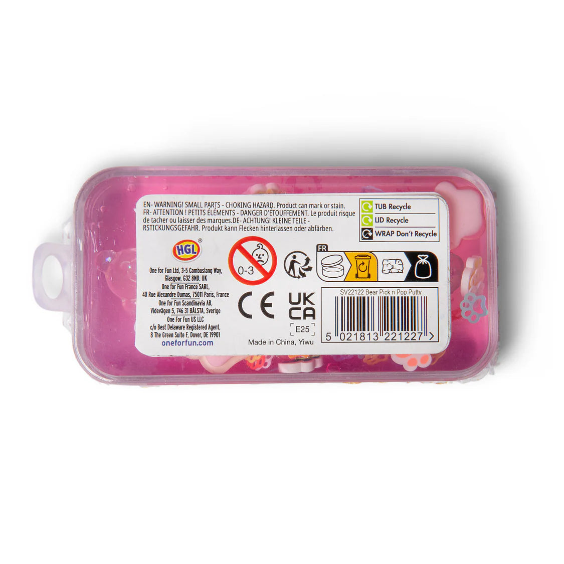 Pink container with a label on a white background