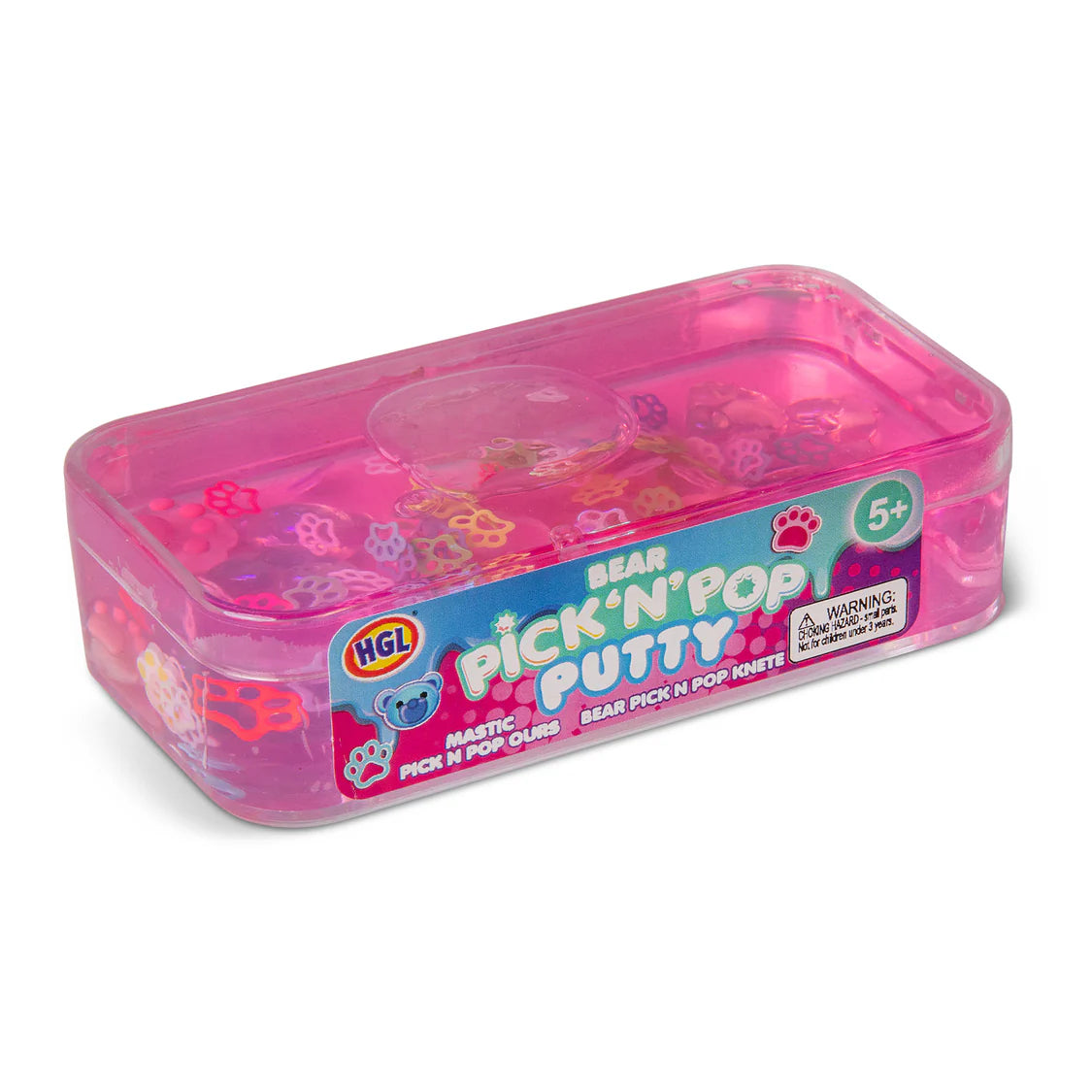 Pink container of HGL Bear Pick 'N' Pop Putty on a white background