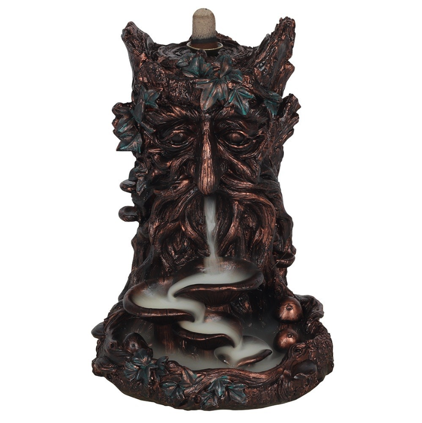 Bronze Effect Tree Man Backflow Incense Burner with vapour