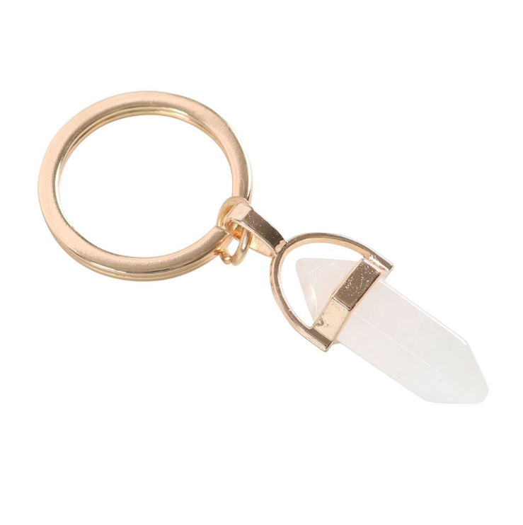 Clear Quartz Crystal Keyring side