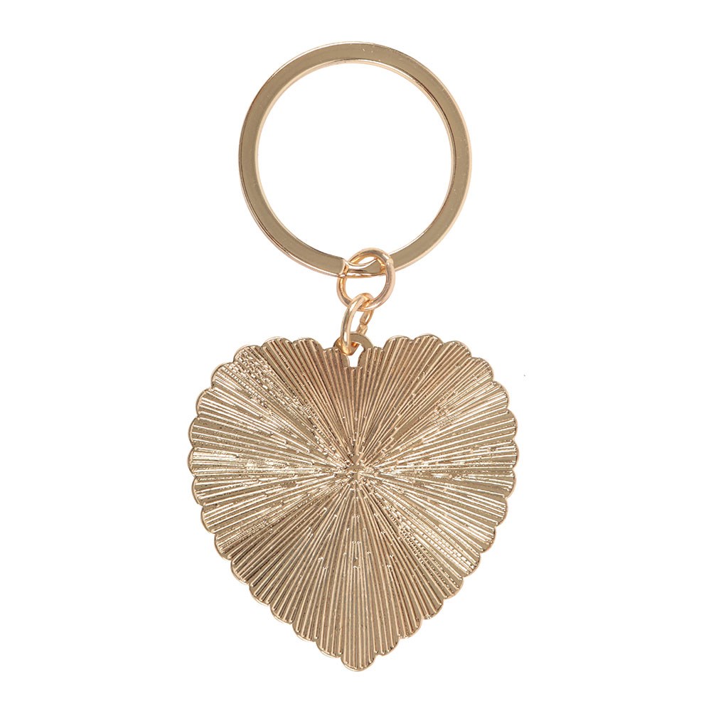 Gold toned back of heart shaped keyring