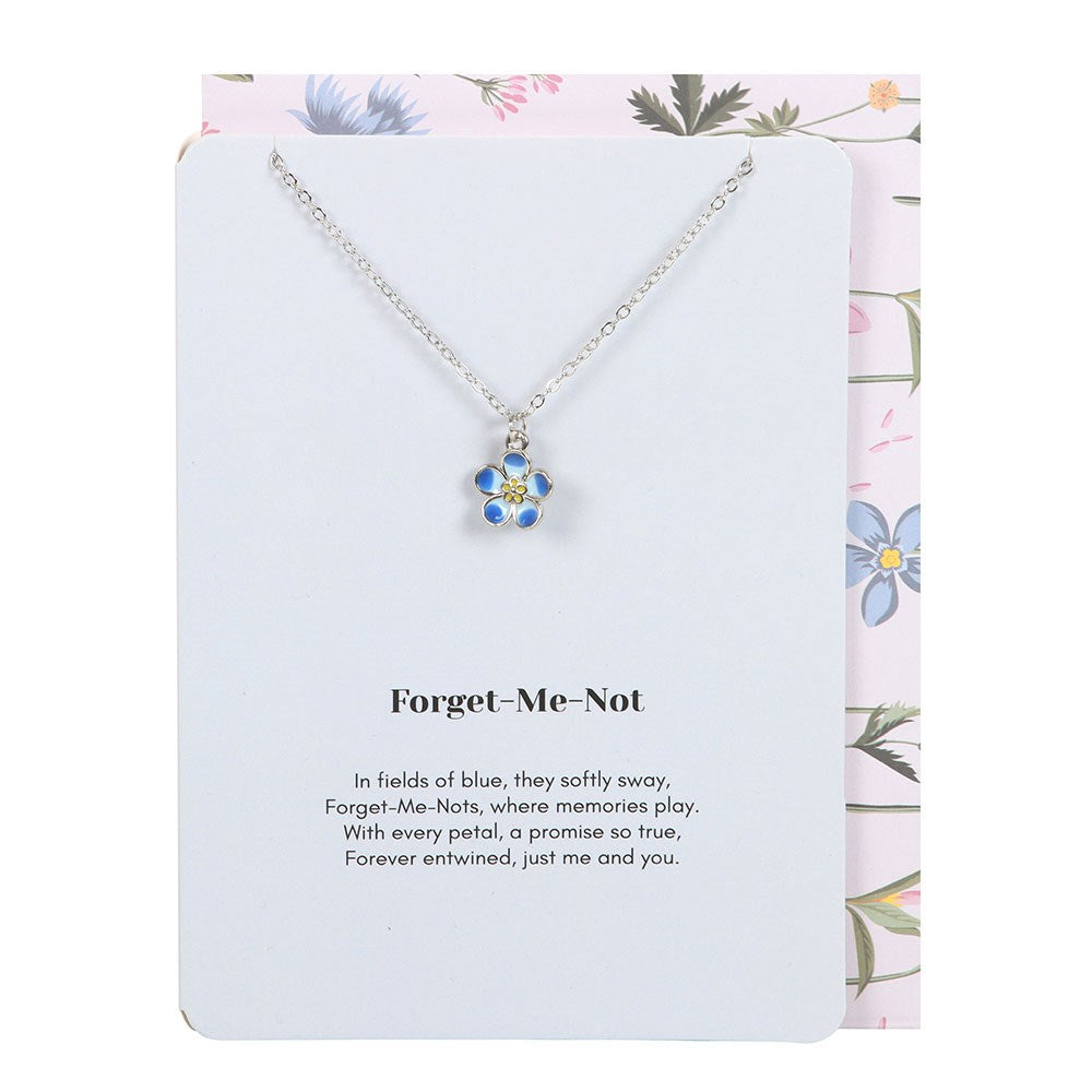 Forget-Me-Not Flower Necklace on Greeting Card front