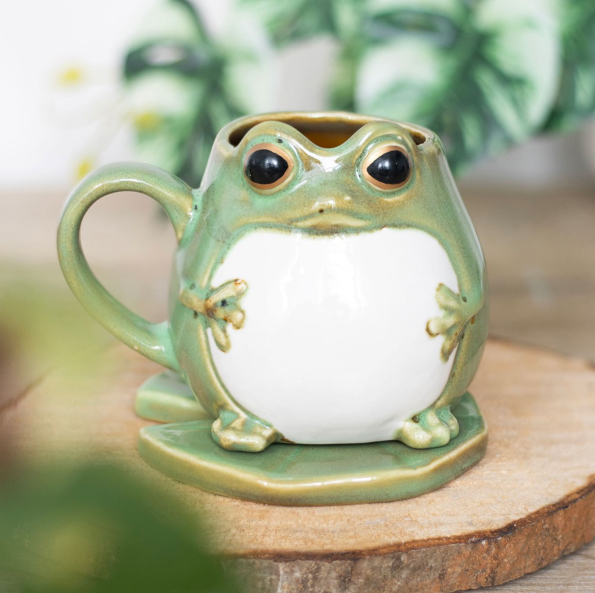 Frog Shaped Mug and Lily Pad Saucer