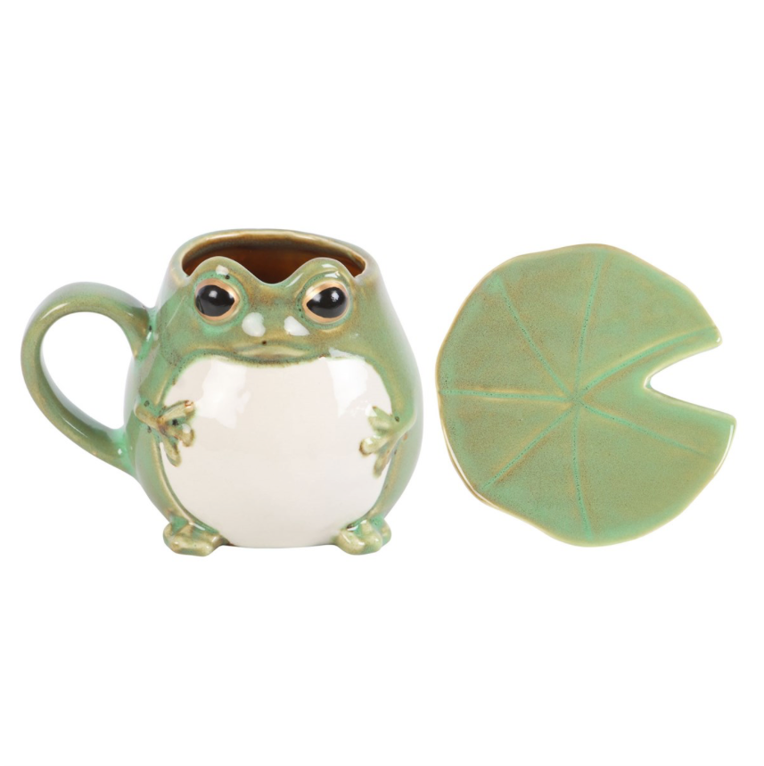 Frog Shaped Mug and Lily Pad Saucer seperate