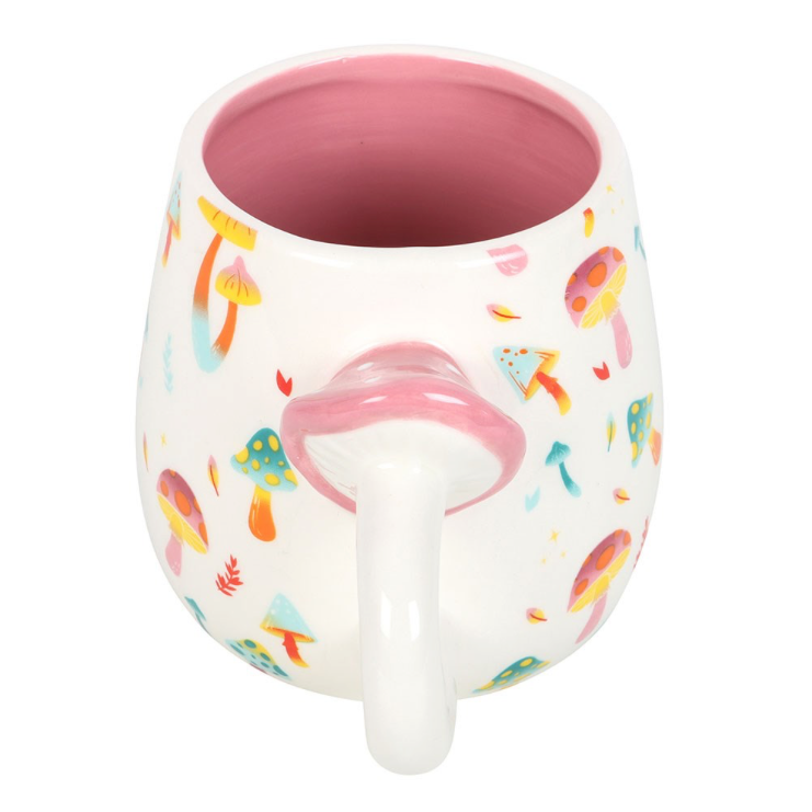 Funky Fungi Print Mug with Mushroom Handle back