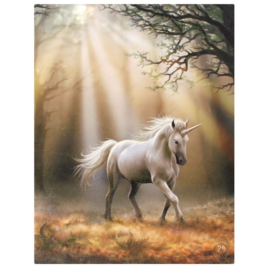 Glimpse of a unicorn canvas picture unicorn in an autumn forest