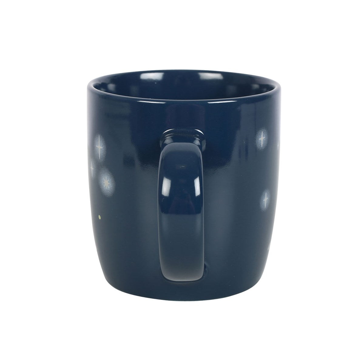 Navy blue mug with a handle on a white background