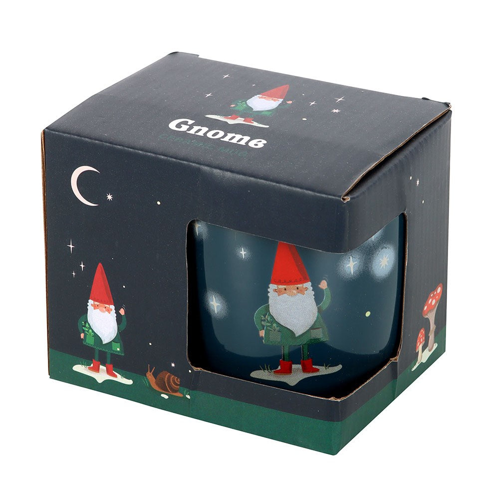 Gnome-themed mug in a decorative box with a crescent moon and stars design.