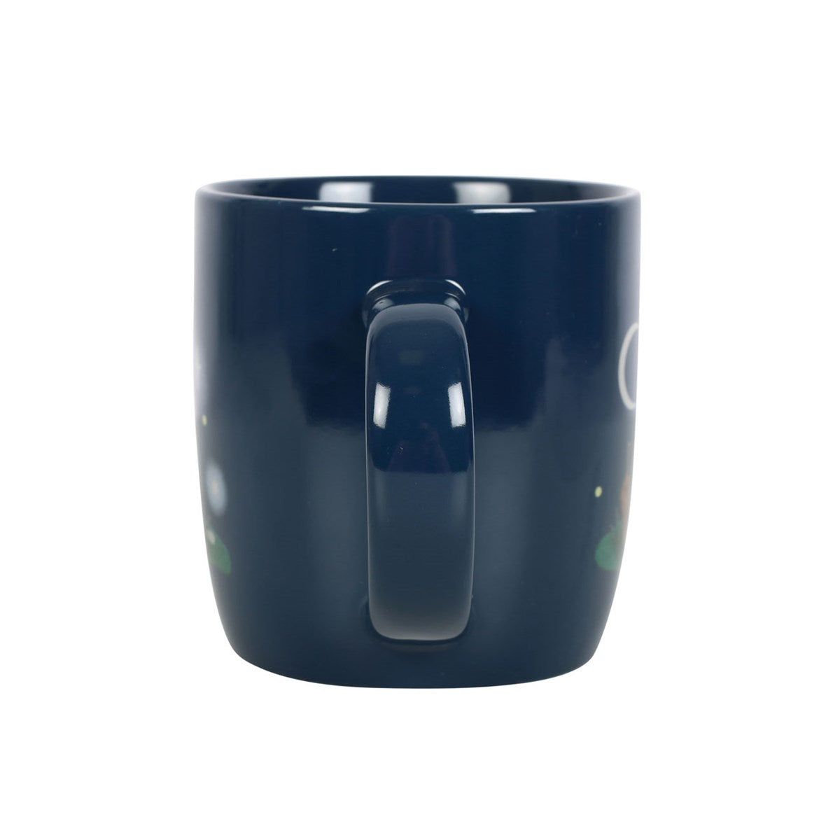 Navy blue mug with a handle on a white background