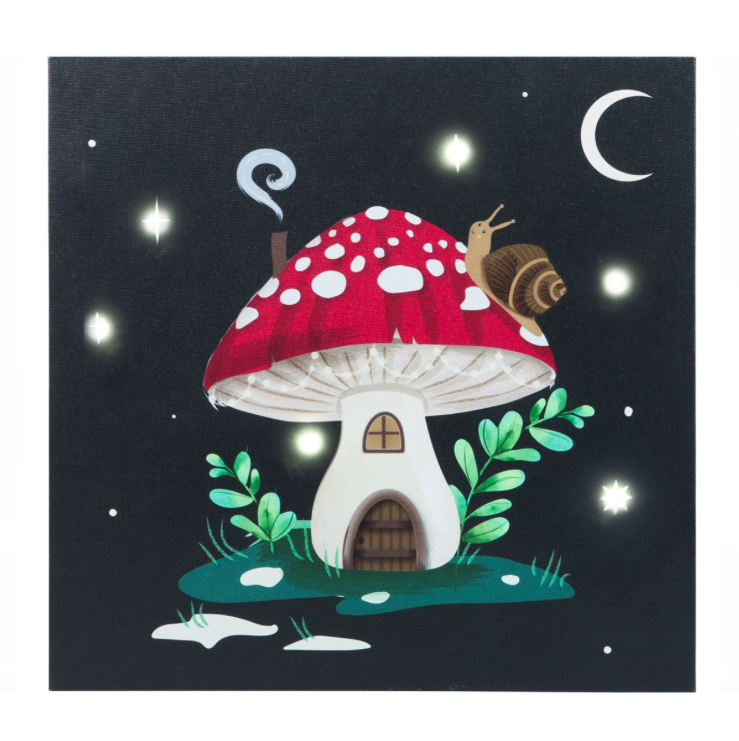 Gnome Sweet Gnome Toadstool Light Up Canvas Plaque