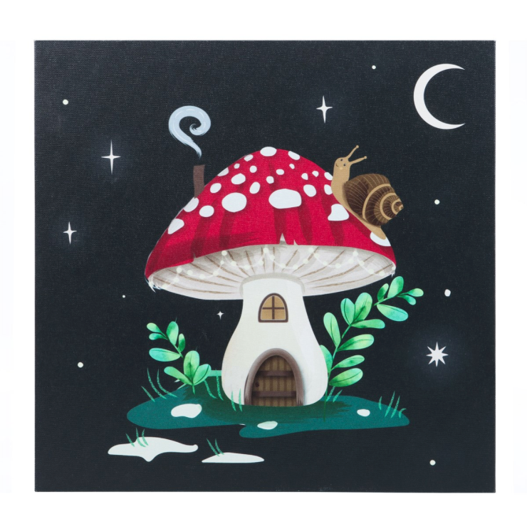 Gnome Sweet Gnome Toadstool Light Up Canvas Plaque front