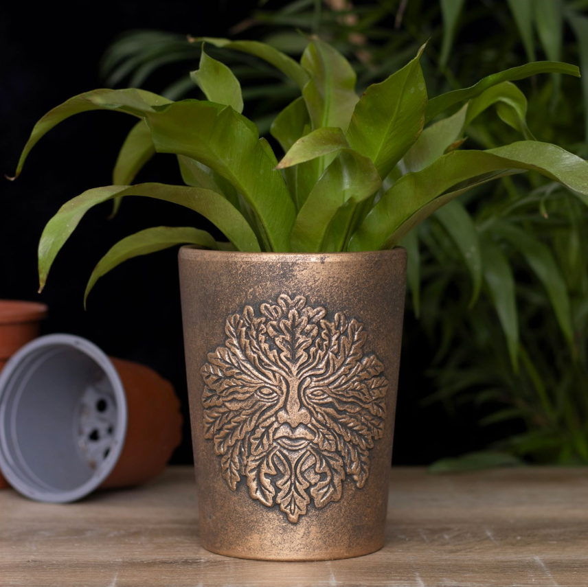 Green Man Bronze Terracotta Plant Pot