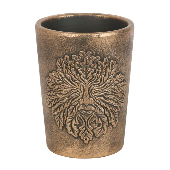 Green Man Bronze Terracotta Plant Pot front