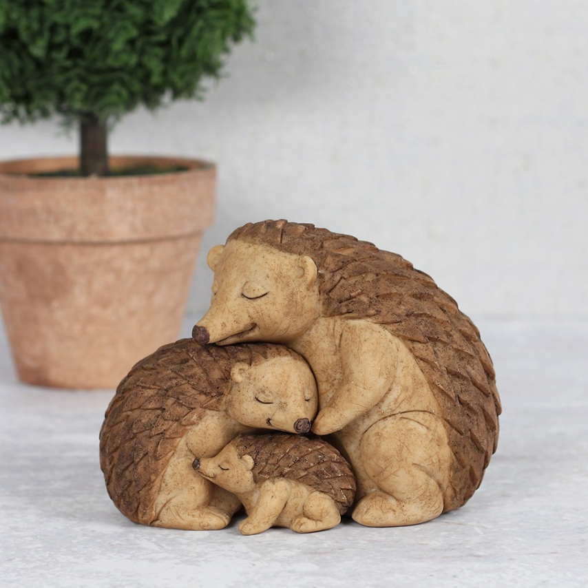 Hedgehog Family Ornament three hedgehogs parents and child