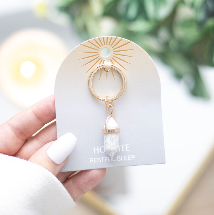 Howlite white Crystal Keyring