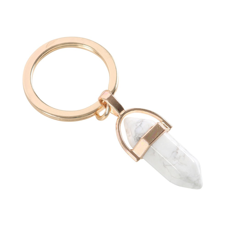 Howlite Crystal Keyring side view