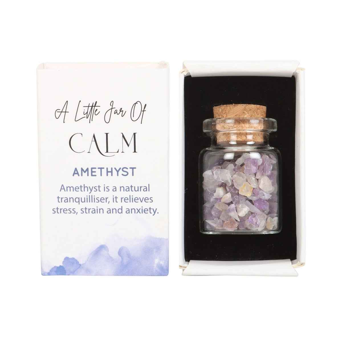 Little Jar of Amethyst Crystal in a Matchbox open