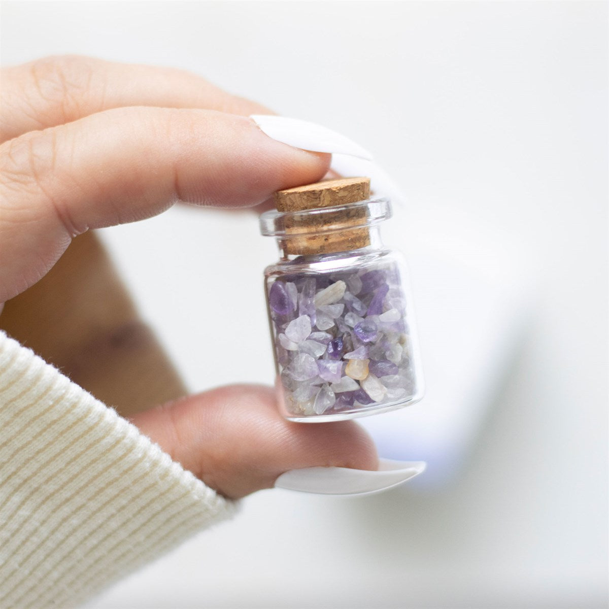 Little Jar of Amethyst Crystal in a Matchbox