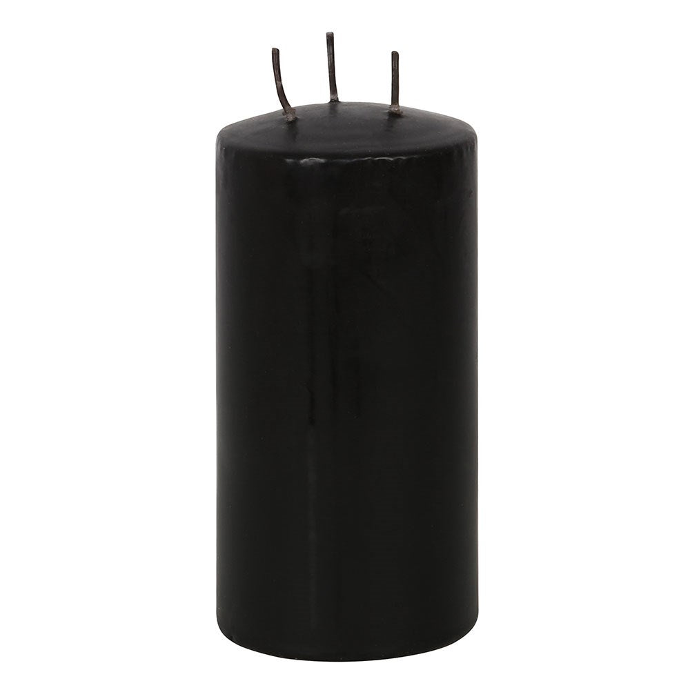 Large Pink Vampire Tears Pillar Candle black candle with internal pink wax unlit