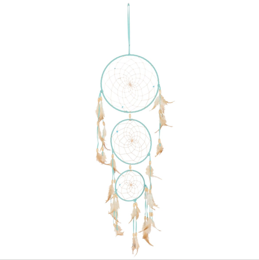 Light Blue Triple Dreamcatcher with Feathers