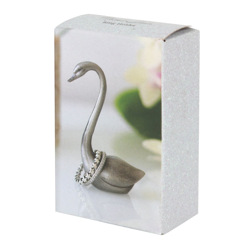 Metal Swan Ring Holder in box