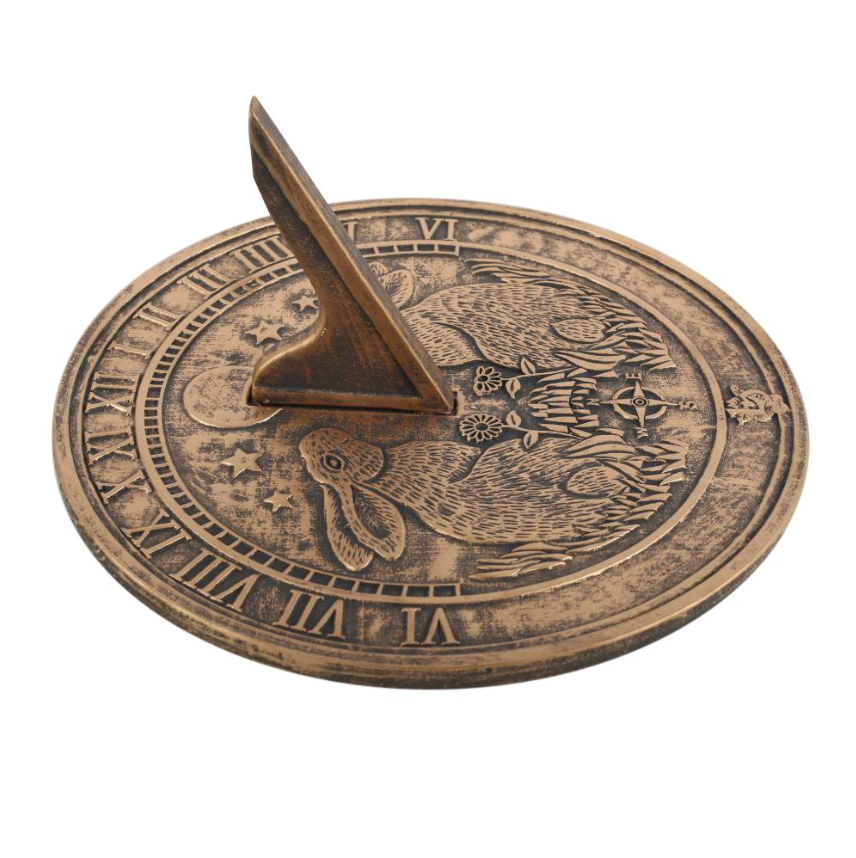 Moon Gazing Hare Terracotta Sundial by Lisa Parker with 2 hares