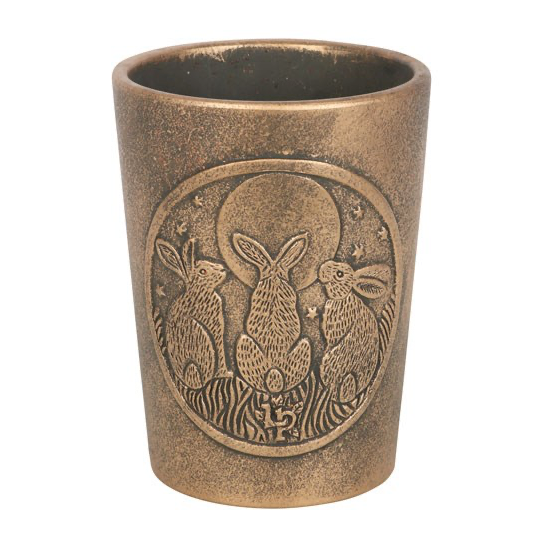 Terracotta Bronze Plant Pot moon gazing hare's front
