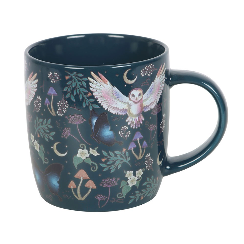 Night Flight All Over Print Ceramic Mug owl and moth