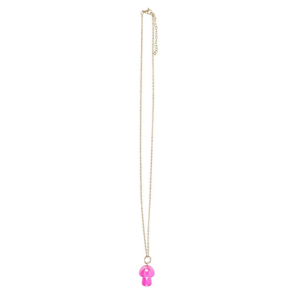 Pink Crystal Mushroom Necklace