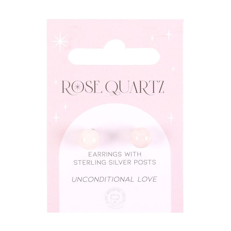 Rose Quartz Semi Precious Crystal Earrings on card