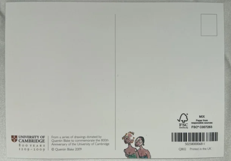 Byron postcard - University of Cambridge Quentin Blake Design Back