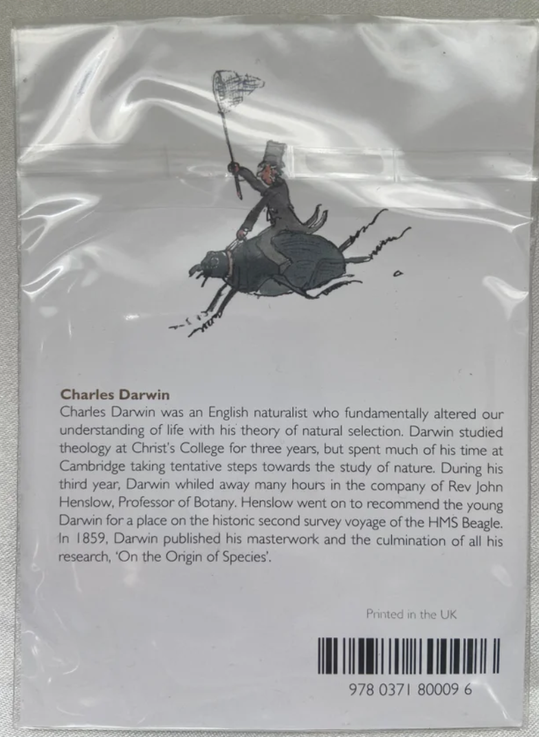 Charles Darwin Fridge Magnet - Quentin Blake Design - University of Cambridge back