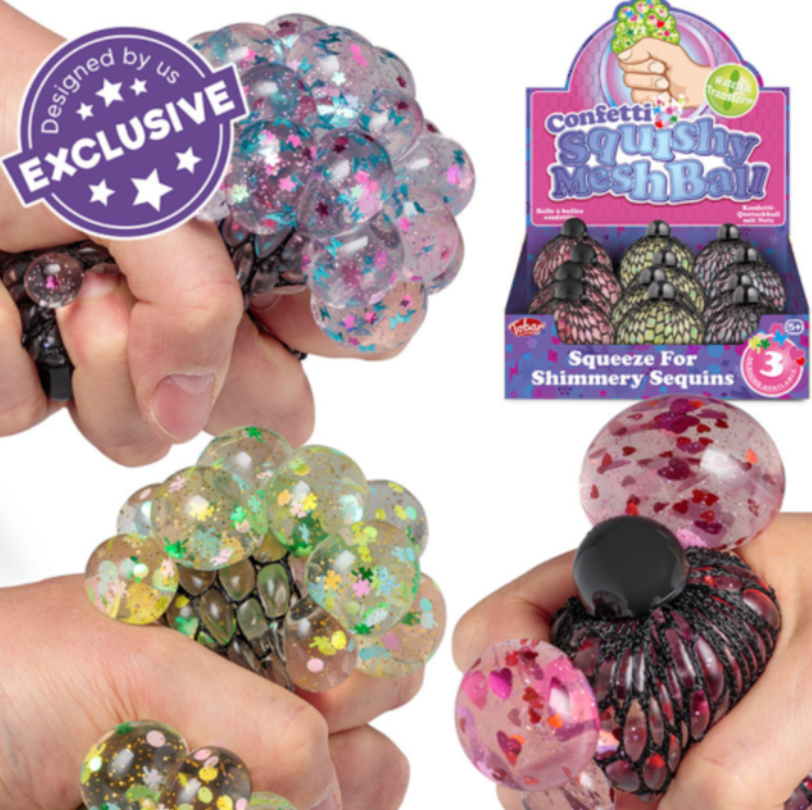 Confetti Squishy Mesh Ball display