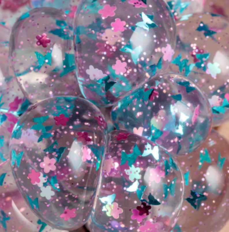 Confetti Squishy Mesh Ball close up