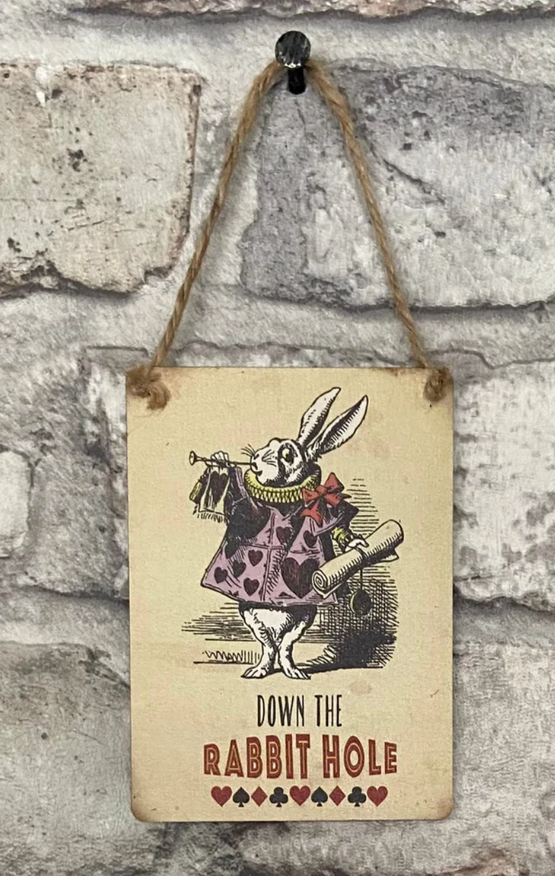 Down The Rabbit Hole... Mini Metal Sign
