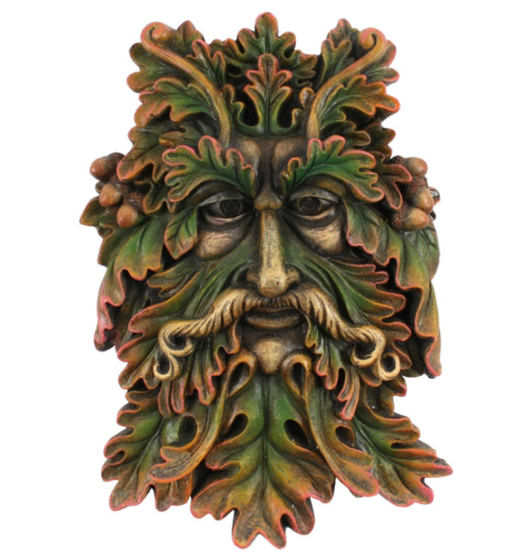 Green Man Face Garden Wall Plaque front