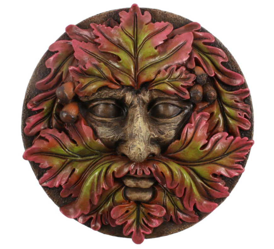 Green Man Round Face Garden Plaque front