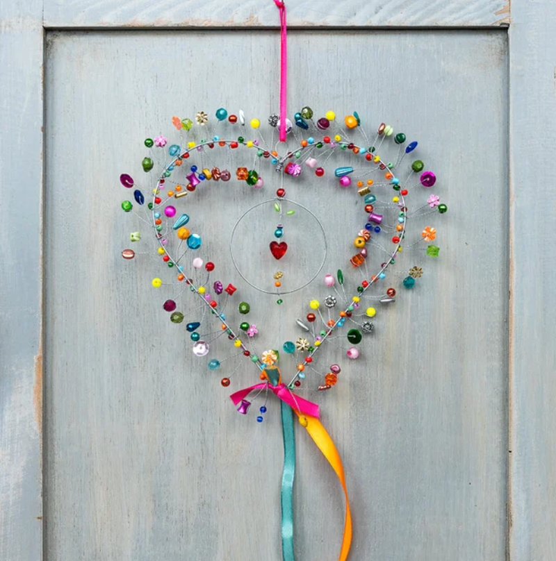 Handmade Beaded Heart Decoration beautiful colours