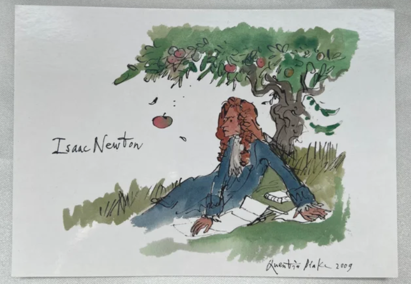 Isaac Newton postcard - University of Cambridge Quentin Blake Design