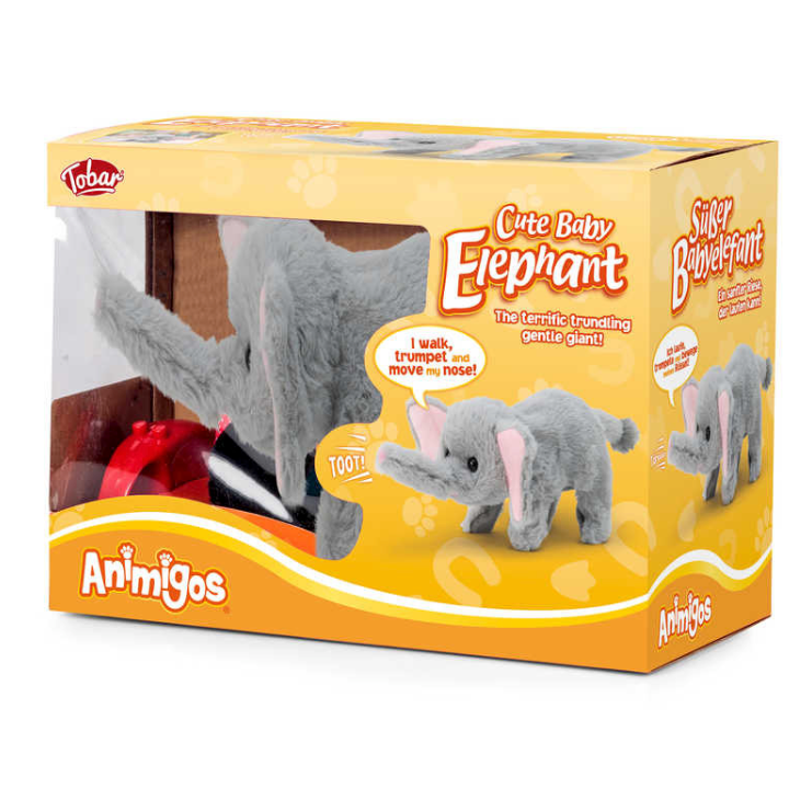 Animigos Cute Walking Baby Elephant in box