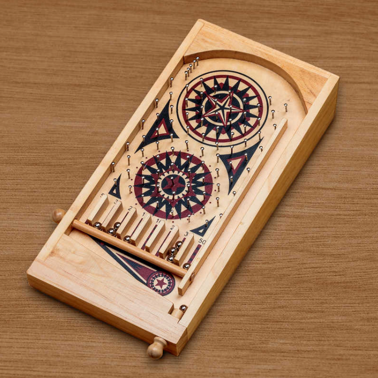 Classic Wooden Pinball Game above
