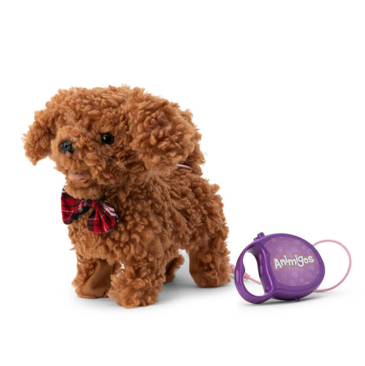 Animigos Walking, Barking Curly Cockapoo Side