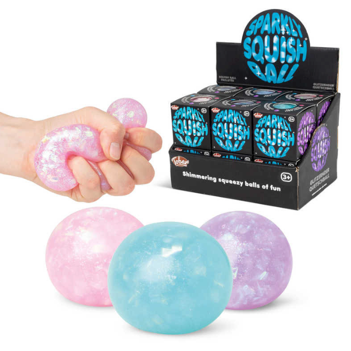 Scrunchems Sparkly Squish Ball display