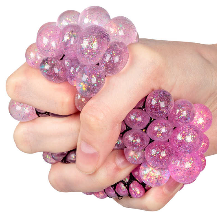 Glitter Squishy Mesh Ball in hand