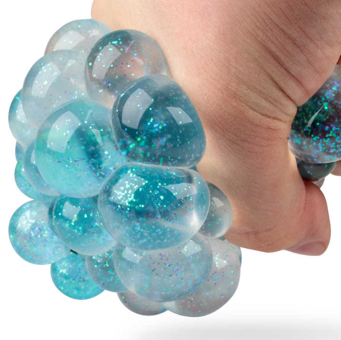 Glitter Squishy Mesh Ball blue squish