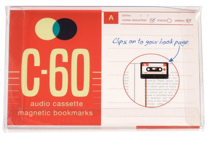 Retro Style Mini Cassette Tape Bookmarks - Set of 3 back of pack