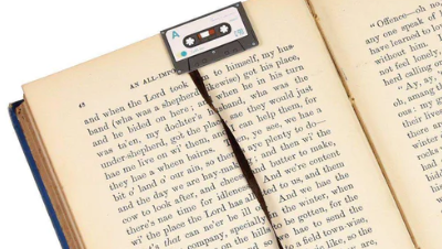 Retro Style Mini Cassette Tape Bookmarks - Set of 3 in book